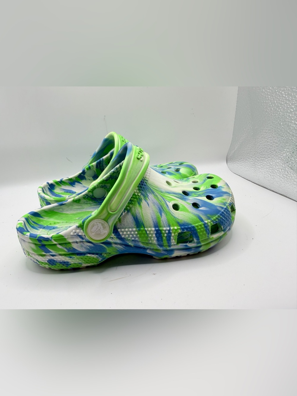 CROCS Kids Tie-Dye Clog in Bright Green & Blue